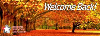 picture of a trees in autumn and "Welcome Back" in text