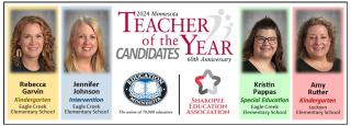 Banner with Shakopee's 2024 Teacher of the Year Candidates