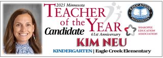Banner of Teacher of the Year Candidate Kim Neu